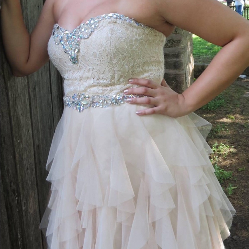 Strapless Champagne Prom/Formal Dress Size 15/16